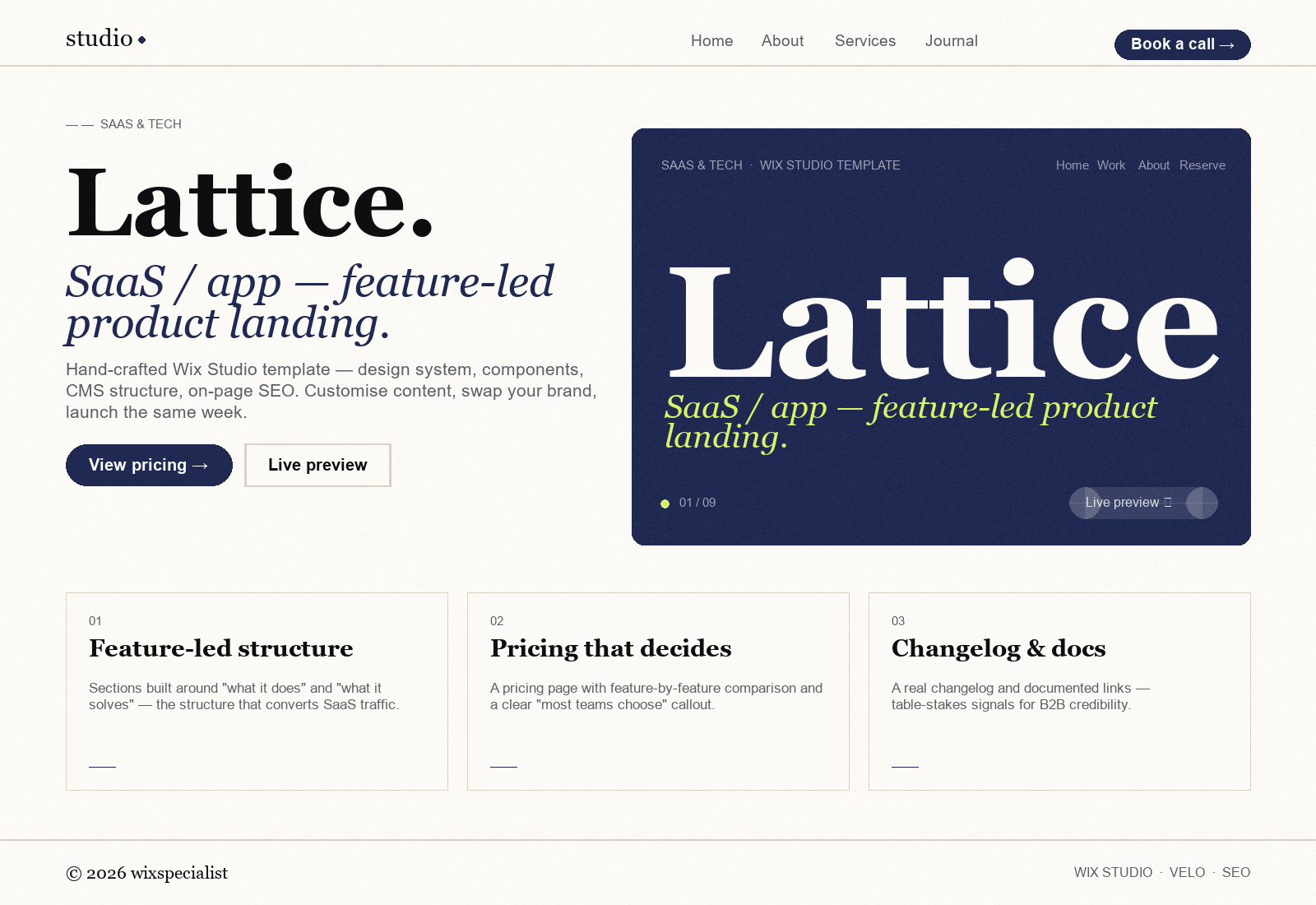 Lattice — Wix Studio template preview